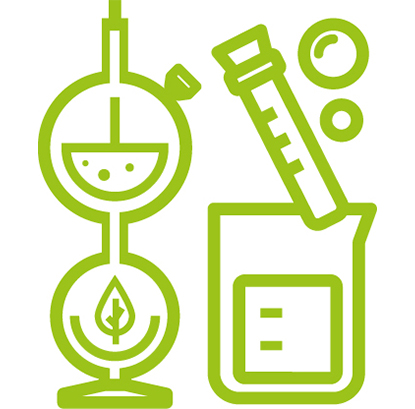 Icono que representa una destilación de un compuesto orgánico con la intención de enfatizar que hay una extracción correcta de los extractos.
