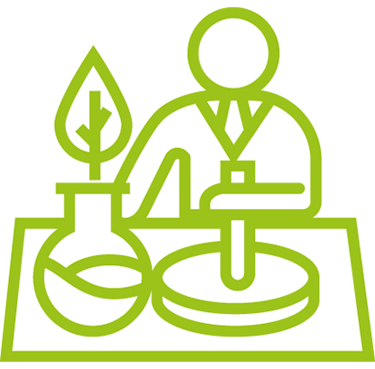 Icono que representa a un cientifico elaborando una formulación con un compuesto orgánico.